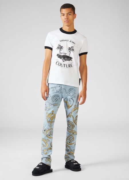 Versace Baroque Print Slim Jeans Herr - 670528EGR